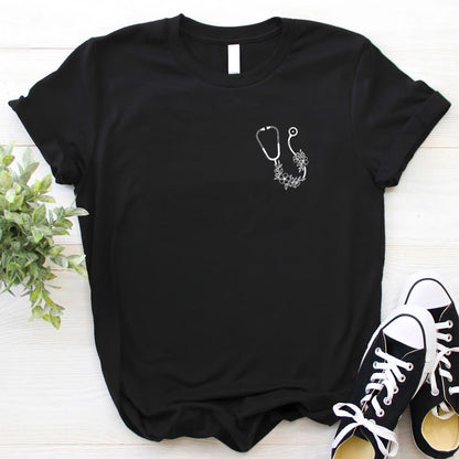 Nurse Floral Stethoscope T-shirt