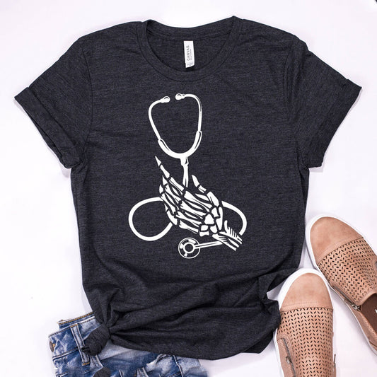 Skull Hand Stethoscope Tee