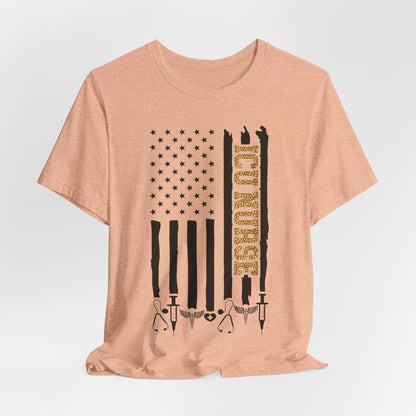 Cheetah Intensive Care ICU Nurse U.S Flag Tee