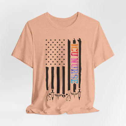 Tie Dye ICU Nurse U.S Flag Shirt