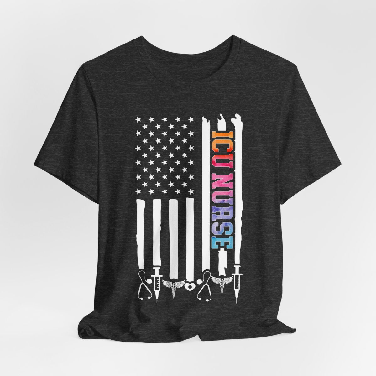 Tie Dye ICU Nurse U.S Flag Shirt