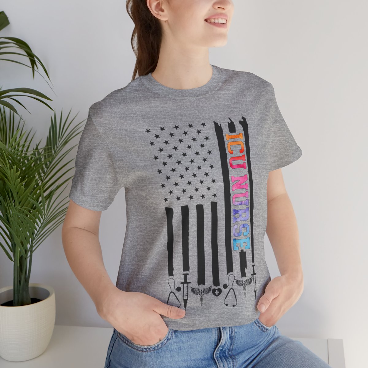 Tie Dye ICU Nurse U.S Flag Shirt