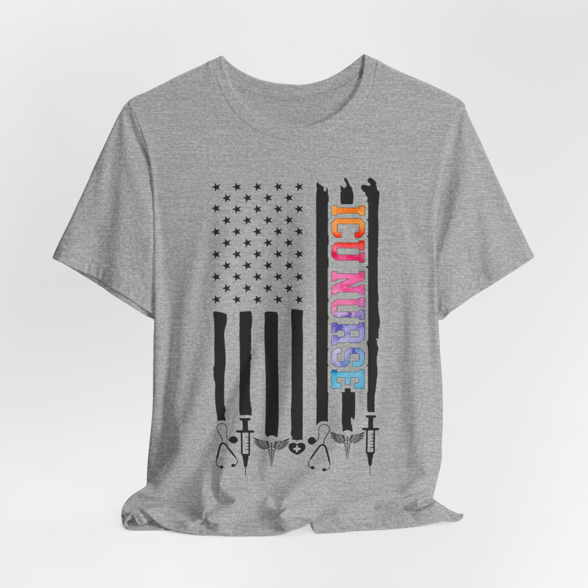 Tie Dye ICU Nurse U.S Flag Shirt