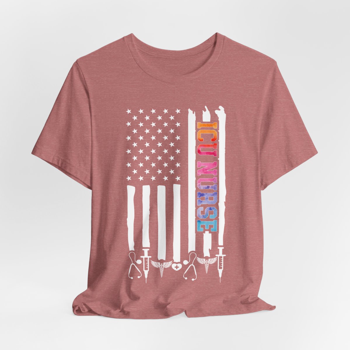 Tie Dye ICU Nurse U.S Flag Shirt