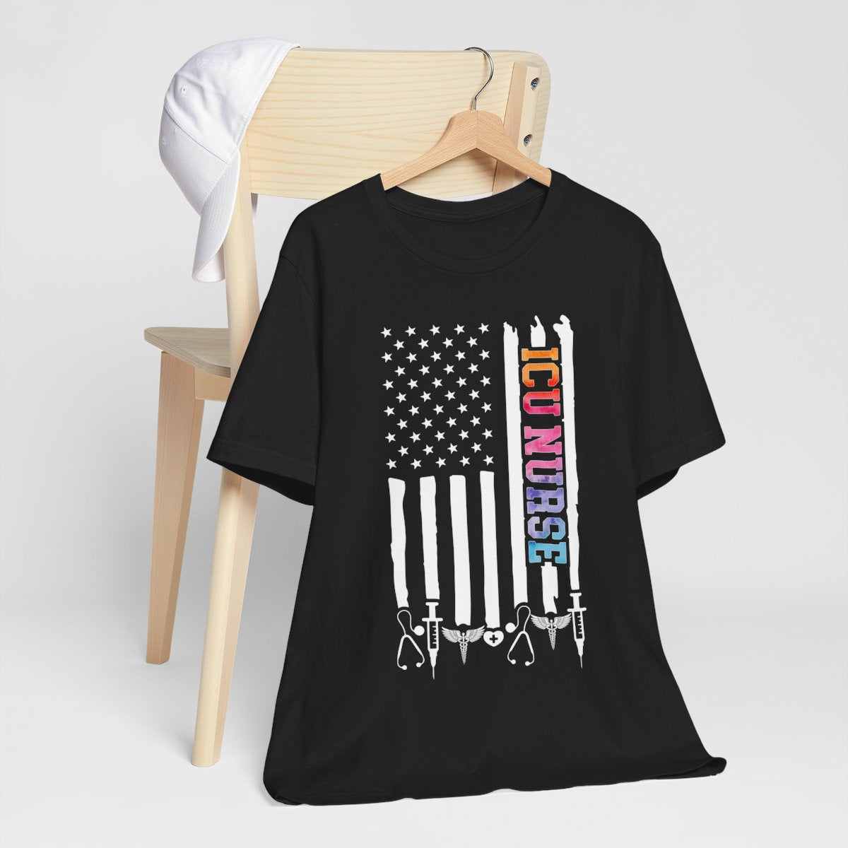 Tie Dye ICU Nurse U.S Flag Shirt