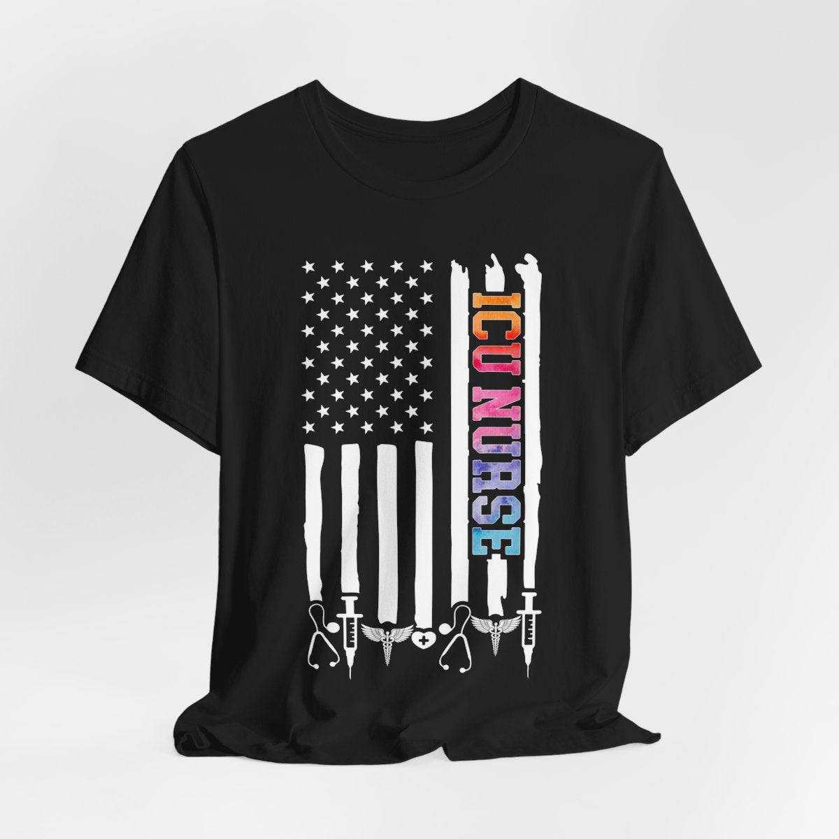 Tie Dye ICU Nurse U.S Flag Shirt