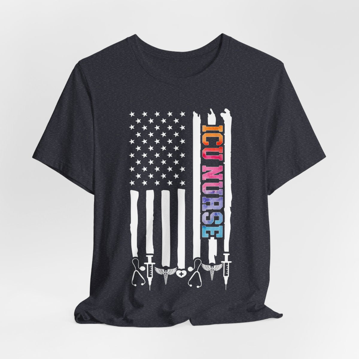 Tie Dye ICU Nurse U.S Flag Shirt