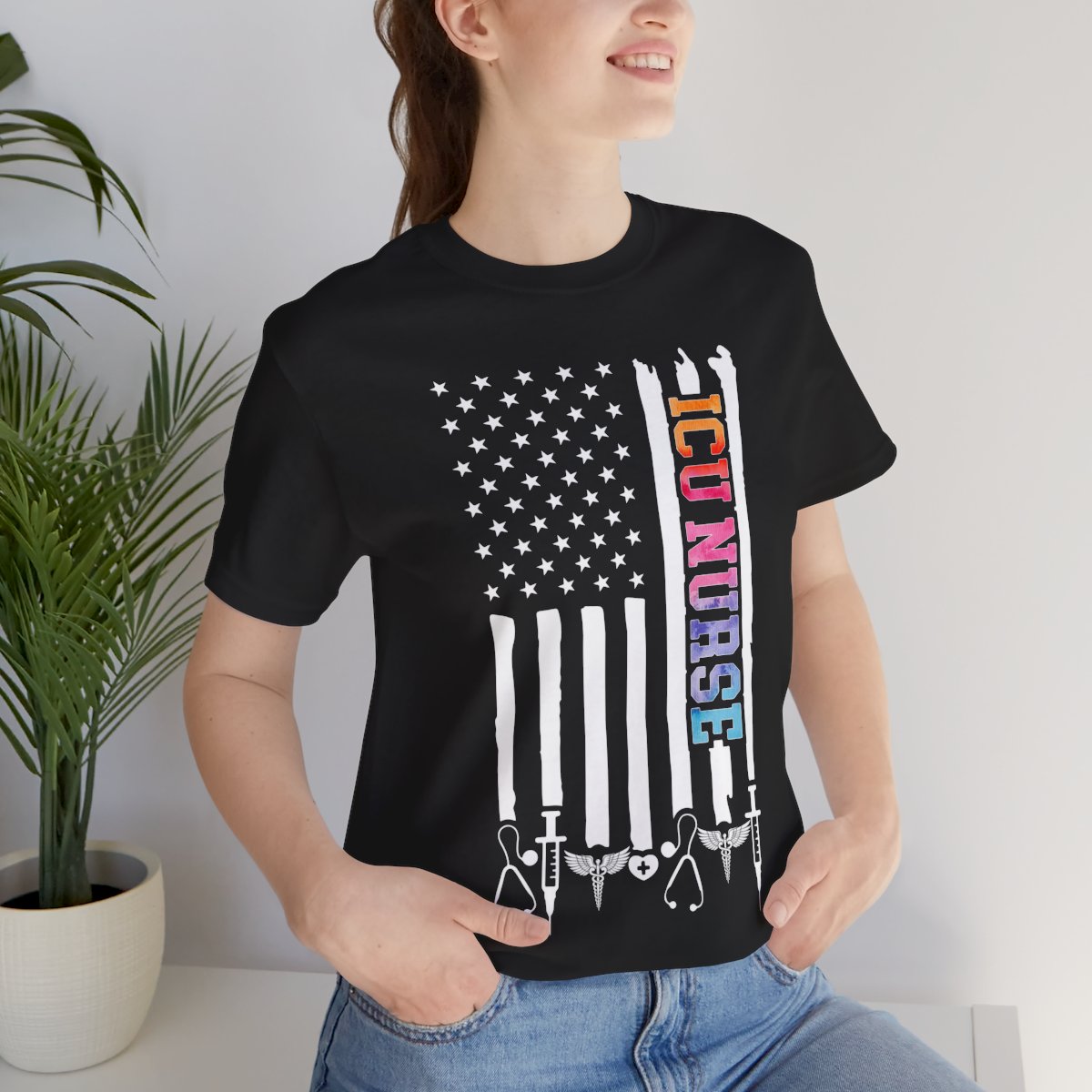 Tie Dye ICU Nurse U.S Flag Shirt