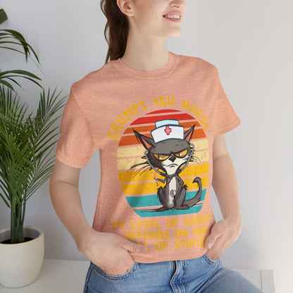 Grumpy ICU Nurse Funny Tee - My Level of Sarcasm Depends on your Level of Stupidity
