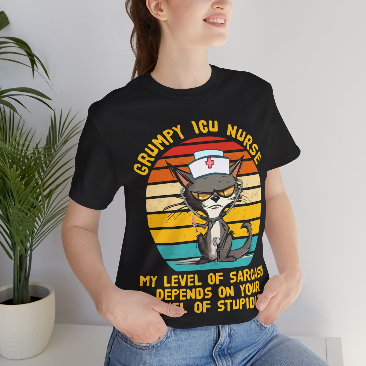 Grumpy ICU Nurse Funny Tee - My Level of Sarcasm Depends on your Level of Stupidity