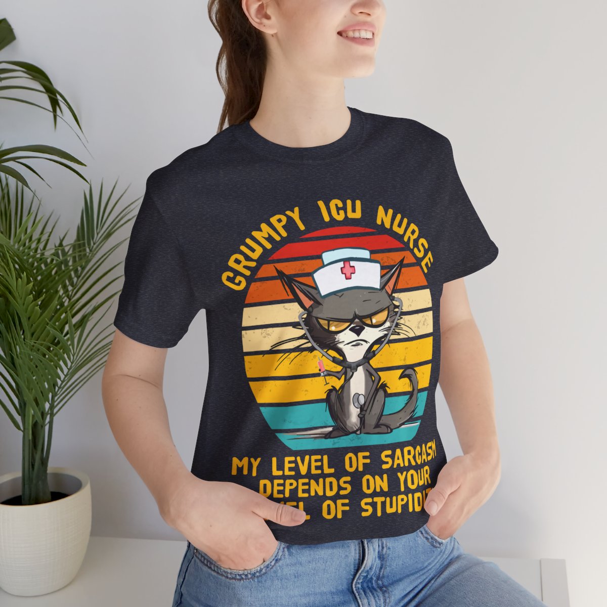 Grumpy ICU Nurse Funny Tee - My Level of Sarcasm Depends on your Level of Stupidity