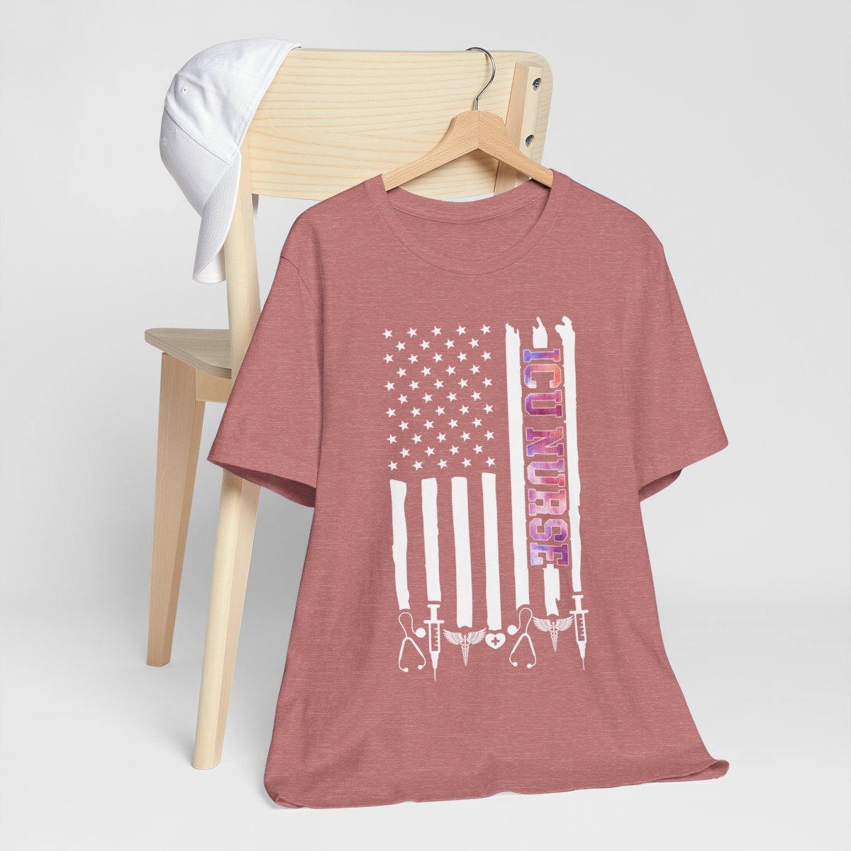 Colorful ICU Nurse U.S Flag Tee