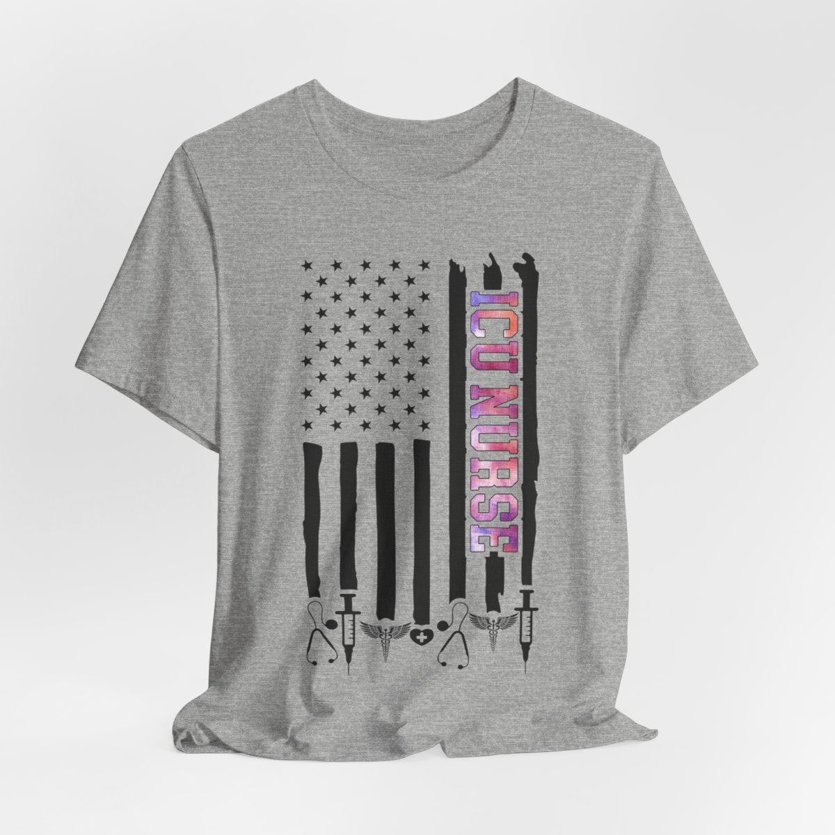 Colorful ICU Nurse U.S Flag Tee