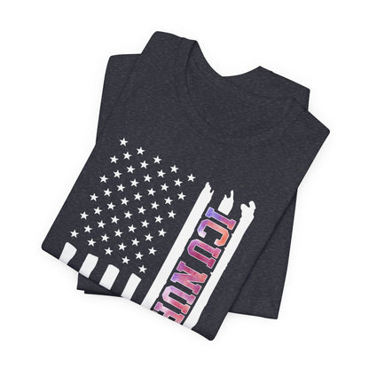 Colorful ICU Nurse U.S Flag Tee
