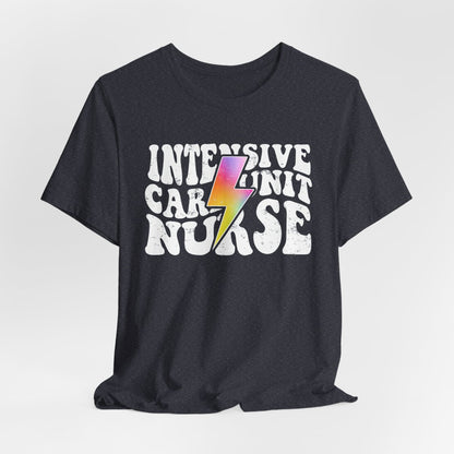 Intensive Care Unit Nurse Rainbow Flash Tee - ICU Shirt