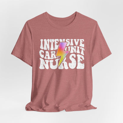 Intensive Care Unit Nurse Rainbow Flash Tee - ICU Shirt