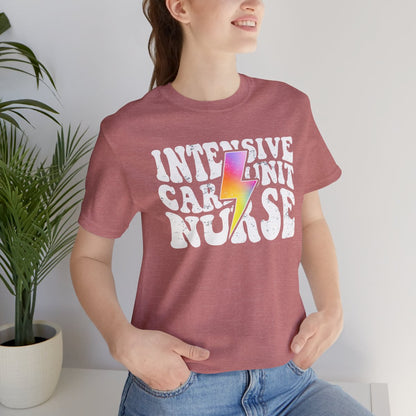 Intensive Care Unit Nurse Rainbow Flash Tee - ICU Shirt
