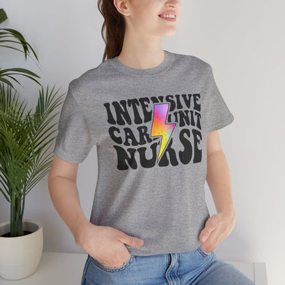 Intensive Care Unit Nurse Rainbow Flash Tee - ICU Shirt