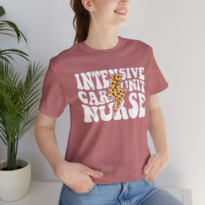 Intensive Care Unit Nurse Cheetah Flash T-Shirt - ICU Tee