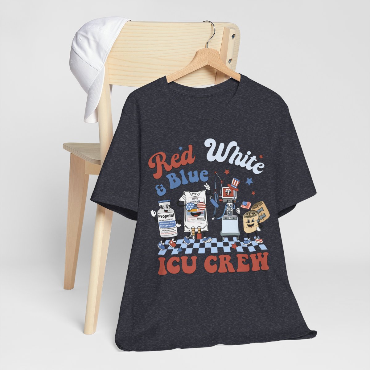 4th July Red White and Blue ICU Crew Shirt - Intensive Care Unit Nurse Tee