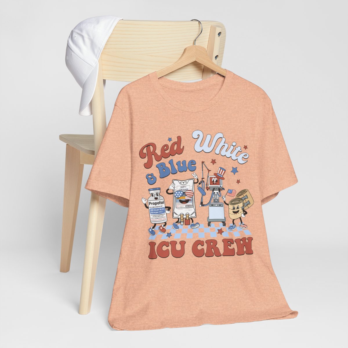 4th July Red White and Blue ICU Crew Shirt - Intensive Care Unit Nurse Tee