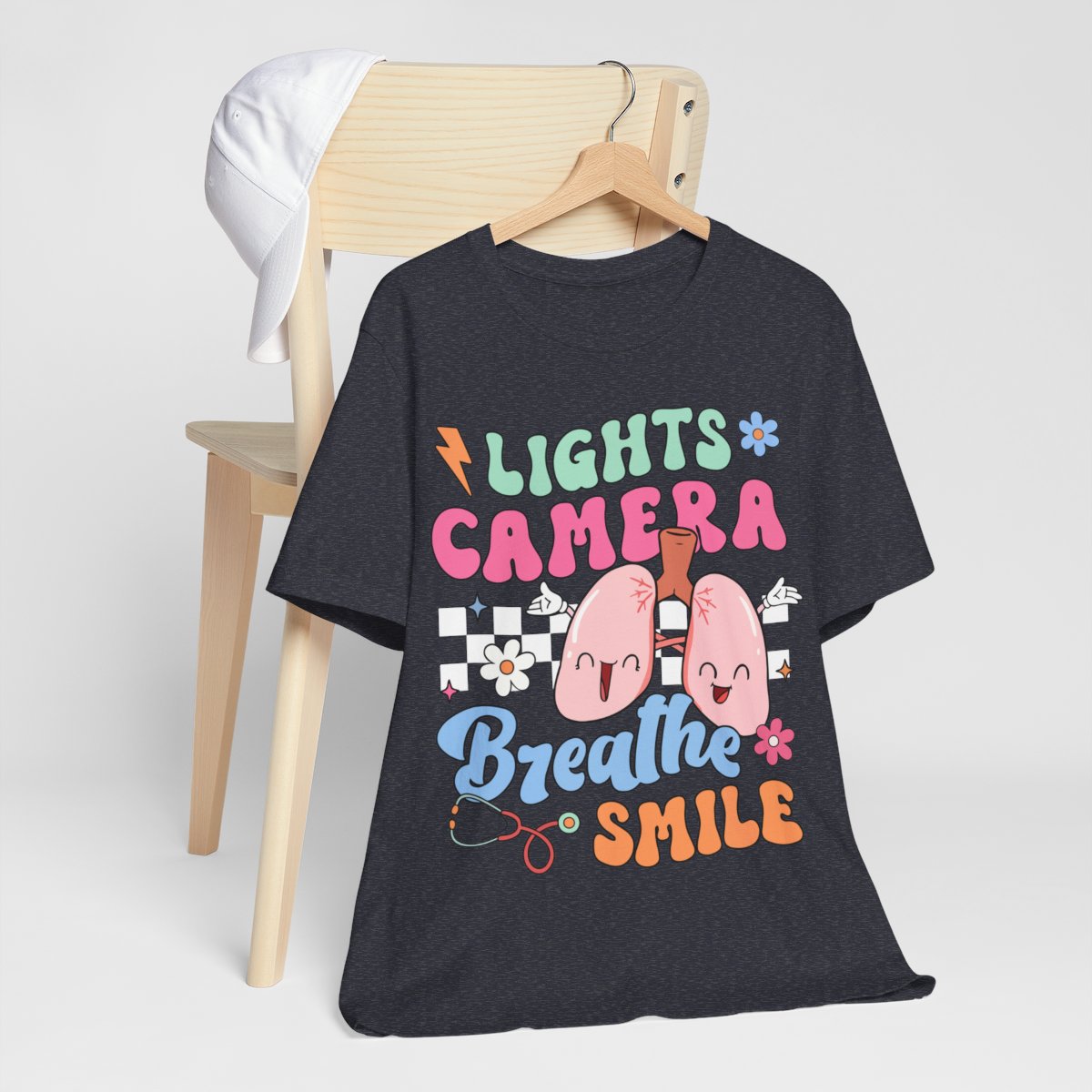 Funny ICU Nurse Tee - Lights Camera Breathe Smile Shirt