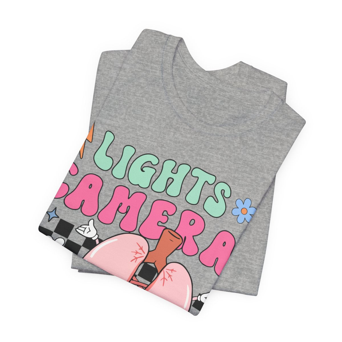 Funny ICU Nurse Tee - Lights Camera Breathe Smile Shirt