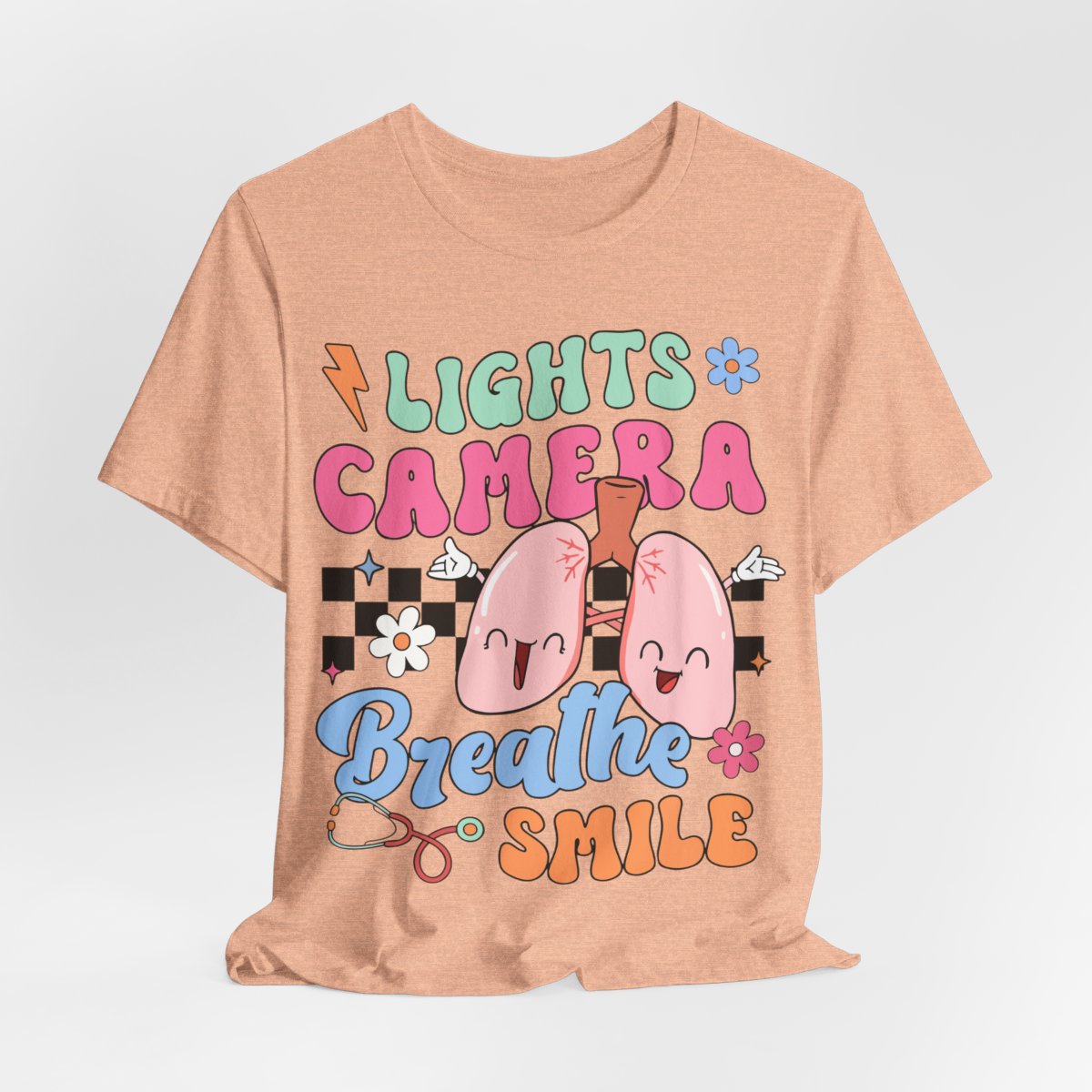 Funny ICU Nurse Tee - Lights Camera Breathe Smile Shirt