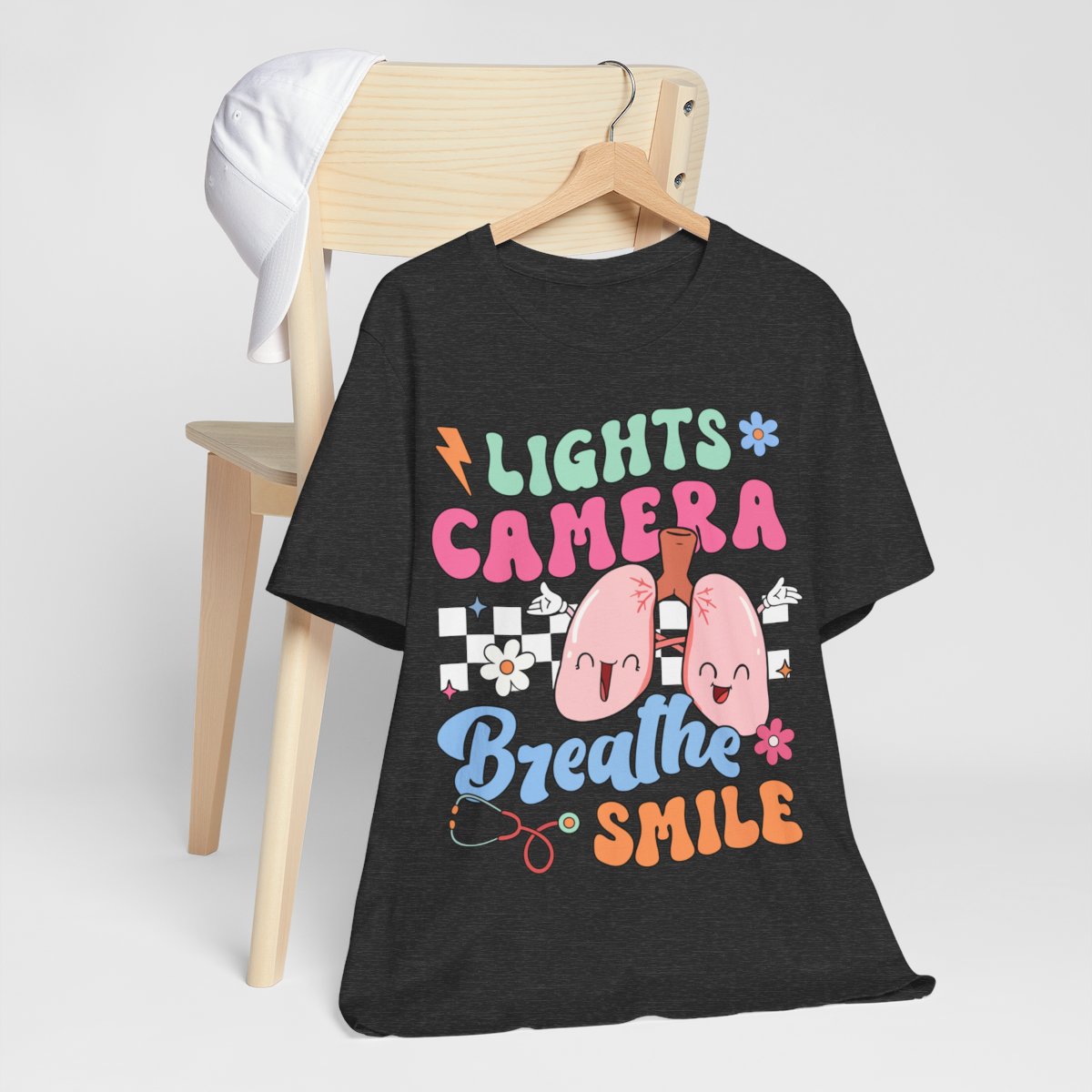 Funny ICU Nurse Tee - Lights Camera Breathe Smile Shirt