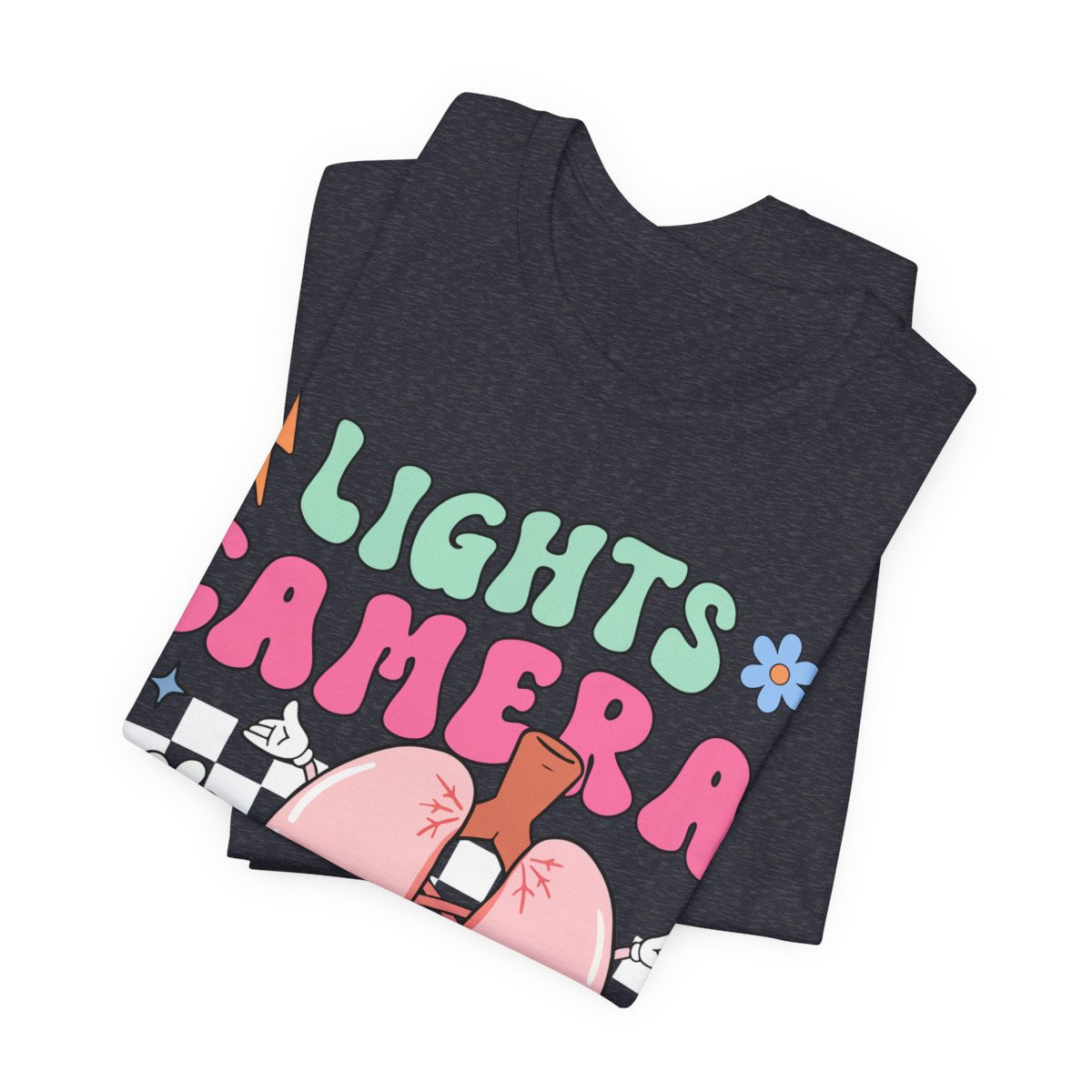 Funny ICU Nurse Tee - Lights Camera Breathe Smile Shirt