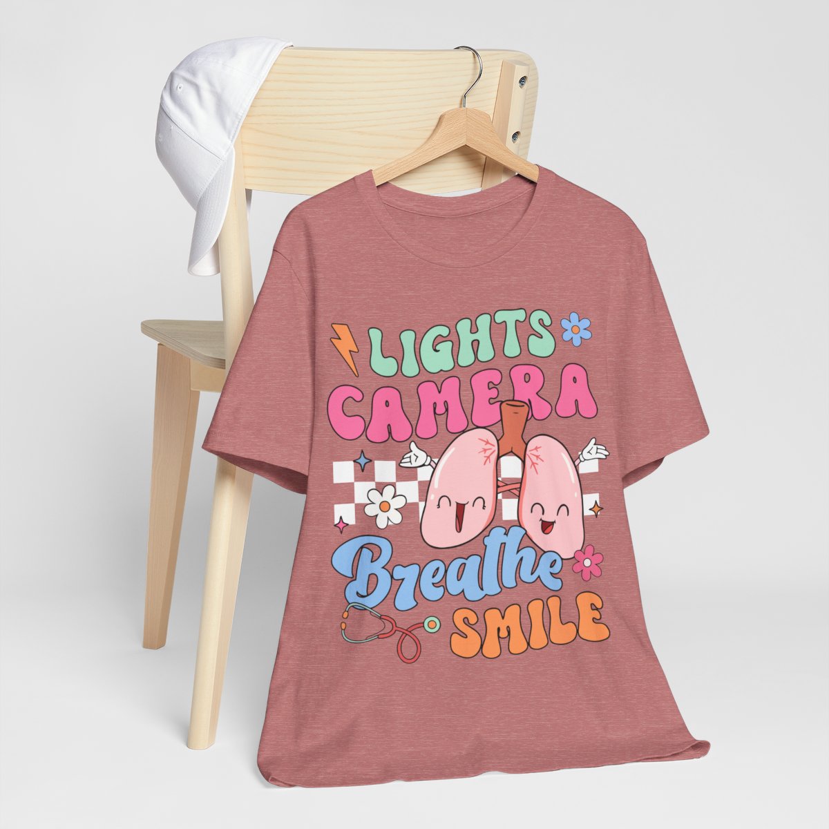 Funny ICU Nurse Tee - Lights Camera Breathe Smile Shirt