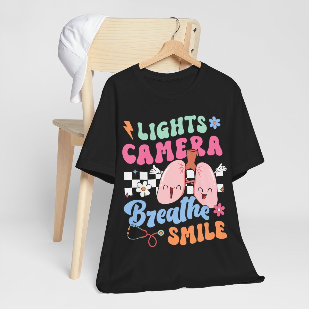 Funny ICU Nurse Tee - Lights Camera Breathe Smile Shirt
