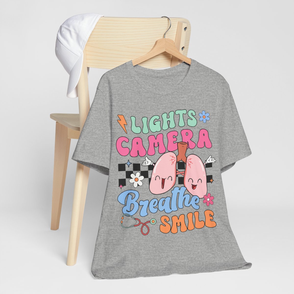 Funny ICU Nurse Tee - Lights Camera Breathe Smile Shirt