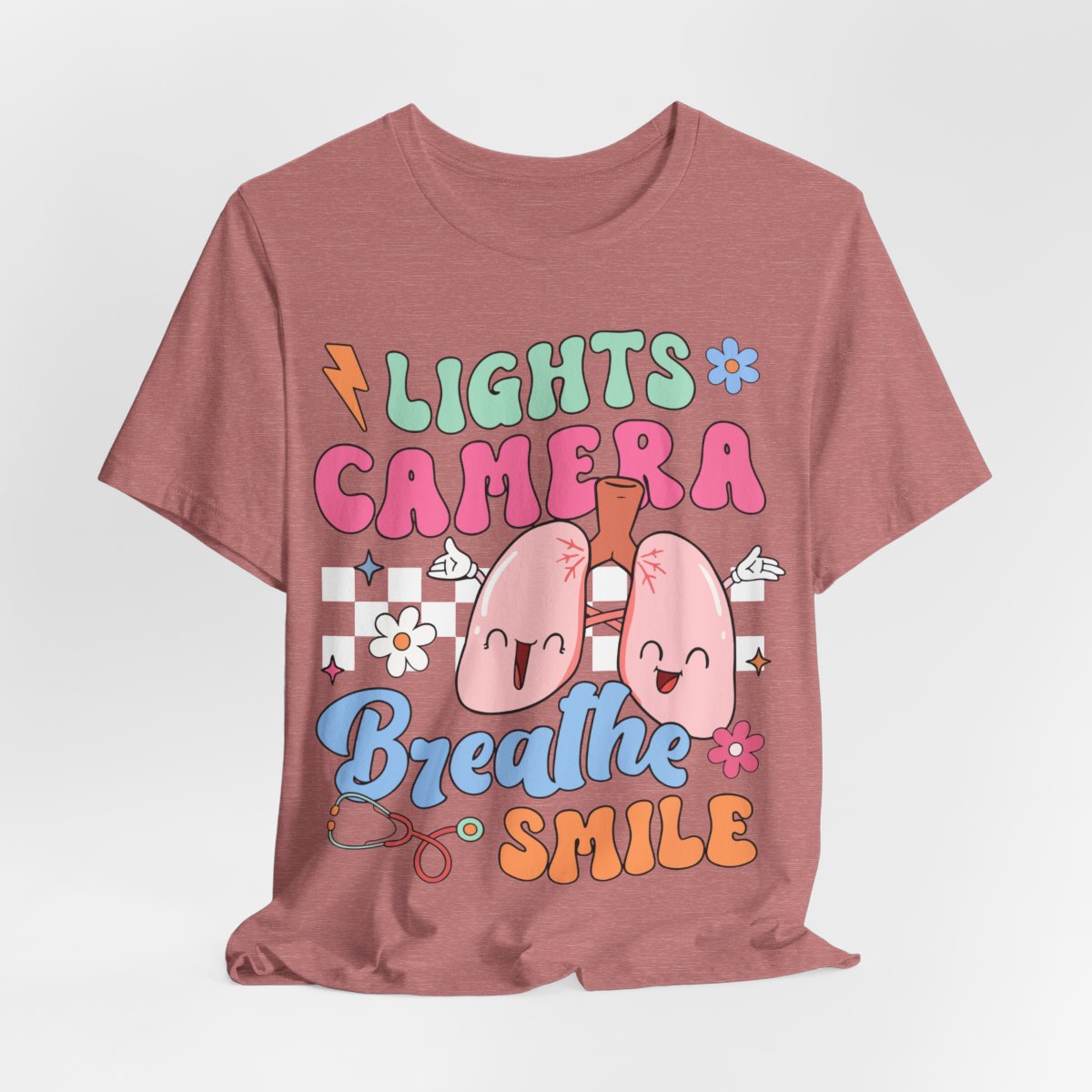 Funny ICU Nurse Tee - Lights Camera Breathe Smile Shirt