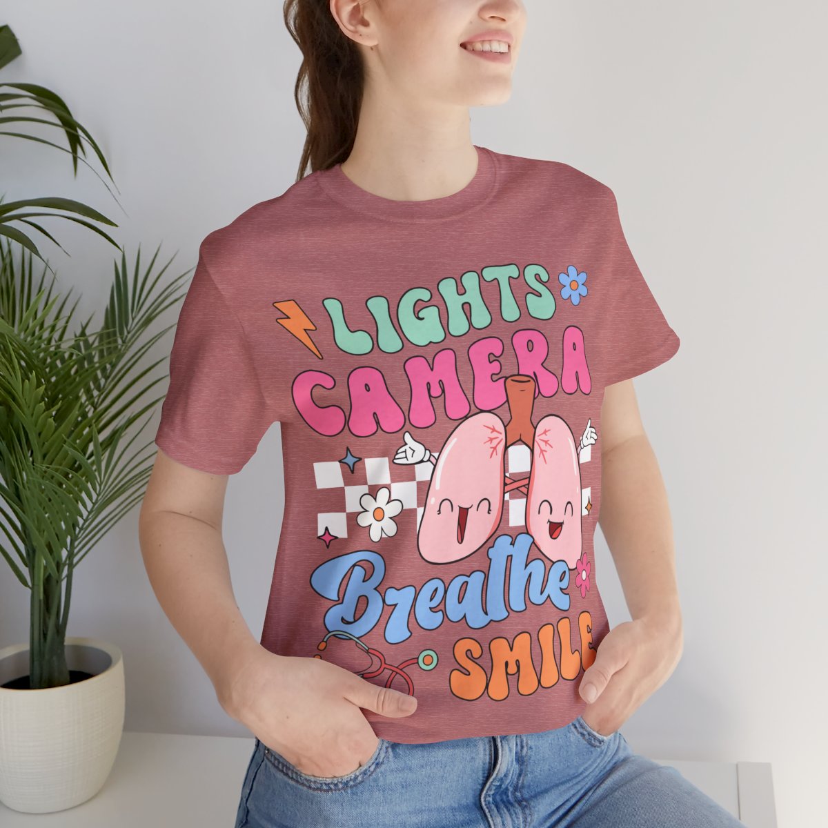 Funny ICU Nurse Tee - Lights Camera Breathe Smile Shirt