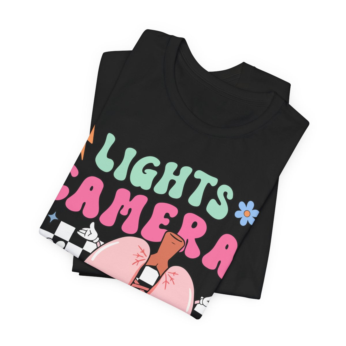 Funny ICU Nurse Tee - Lights Camera Breathe Smile Shirt