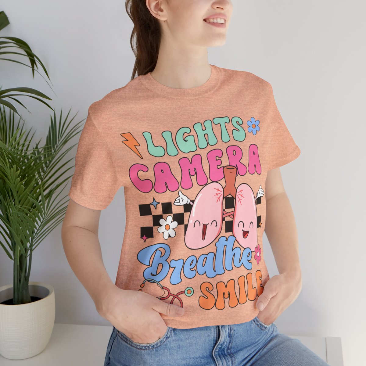 Funny ICU Nurse Tee - Lights Camera Breathe Smile Shirt