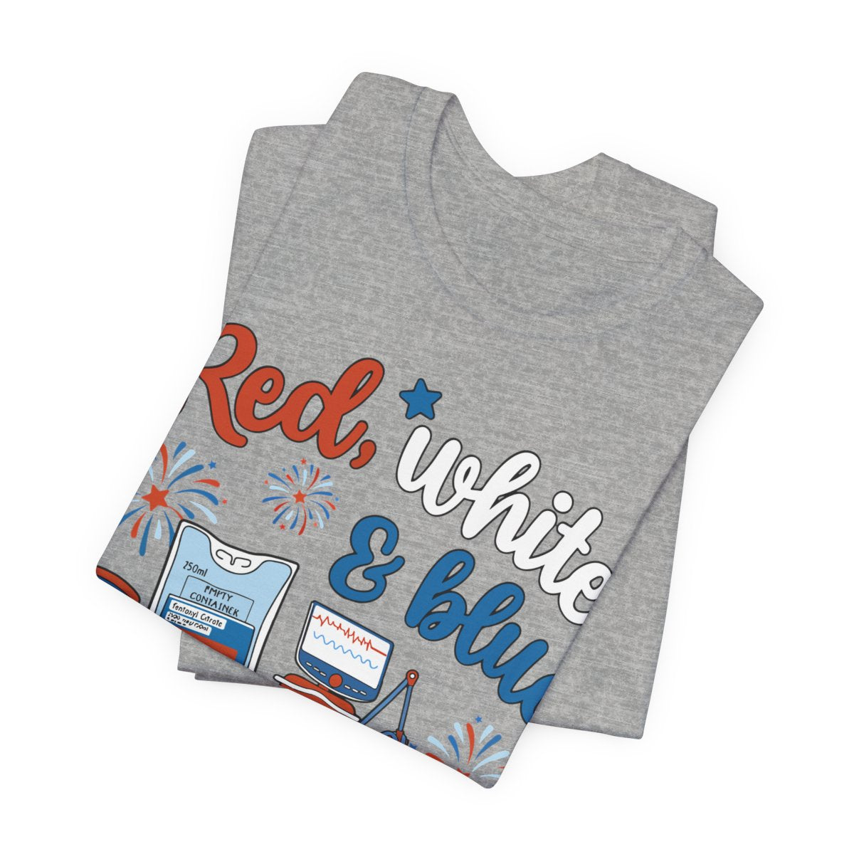 Red White and Blue ICU Crew Tee - Intensive Care Unit Nurse Shirt