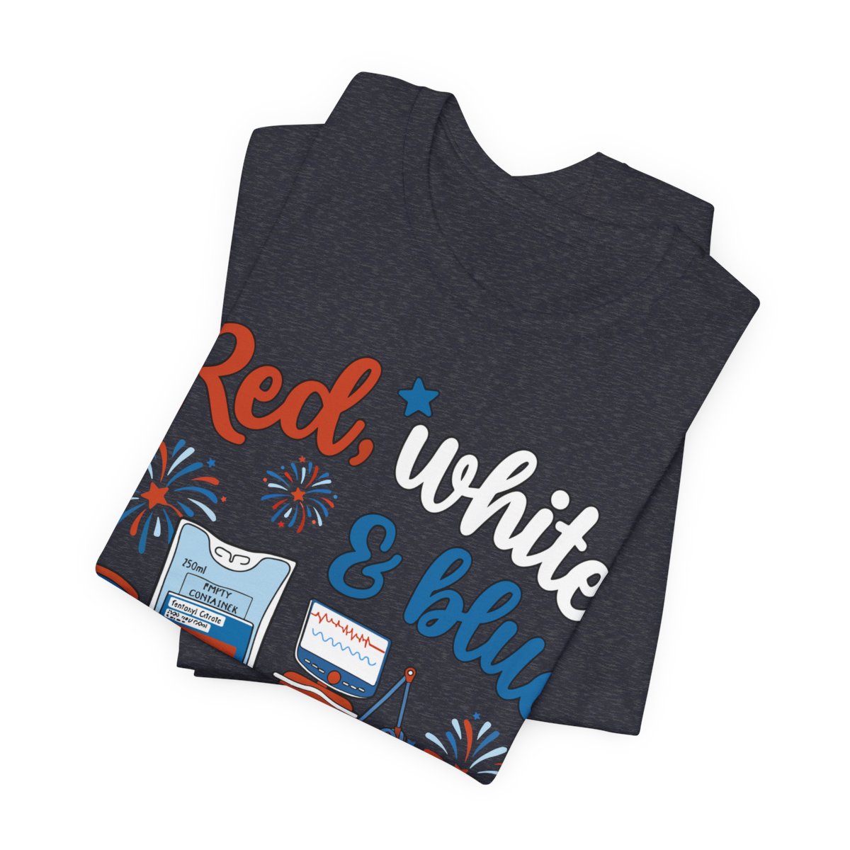 Red White and Blue ICU Crew Tee - Intensive Care Unit Nurse Shirt