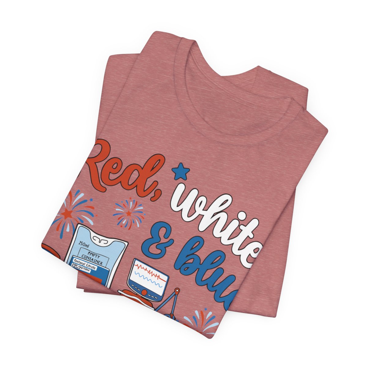 Red White and Blue ICU Crew Tee - Intensive Care Unit Nurse Shirt