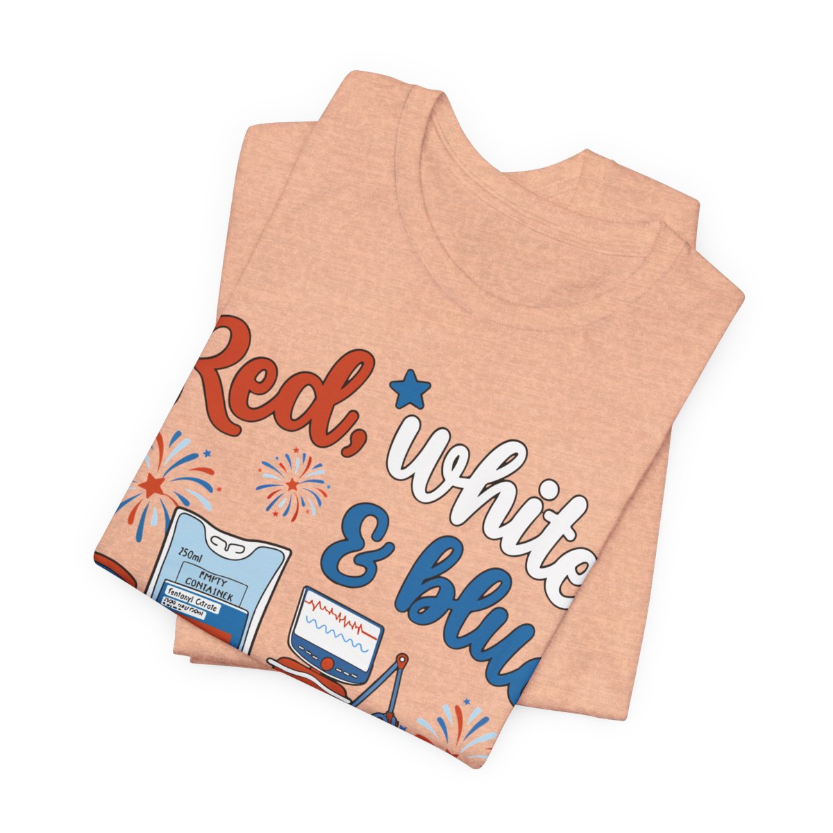 Red White and Blue ICU Crew Tee - Intensive Care Unit Nurse Shirt