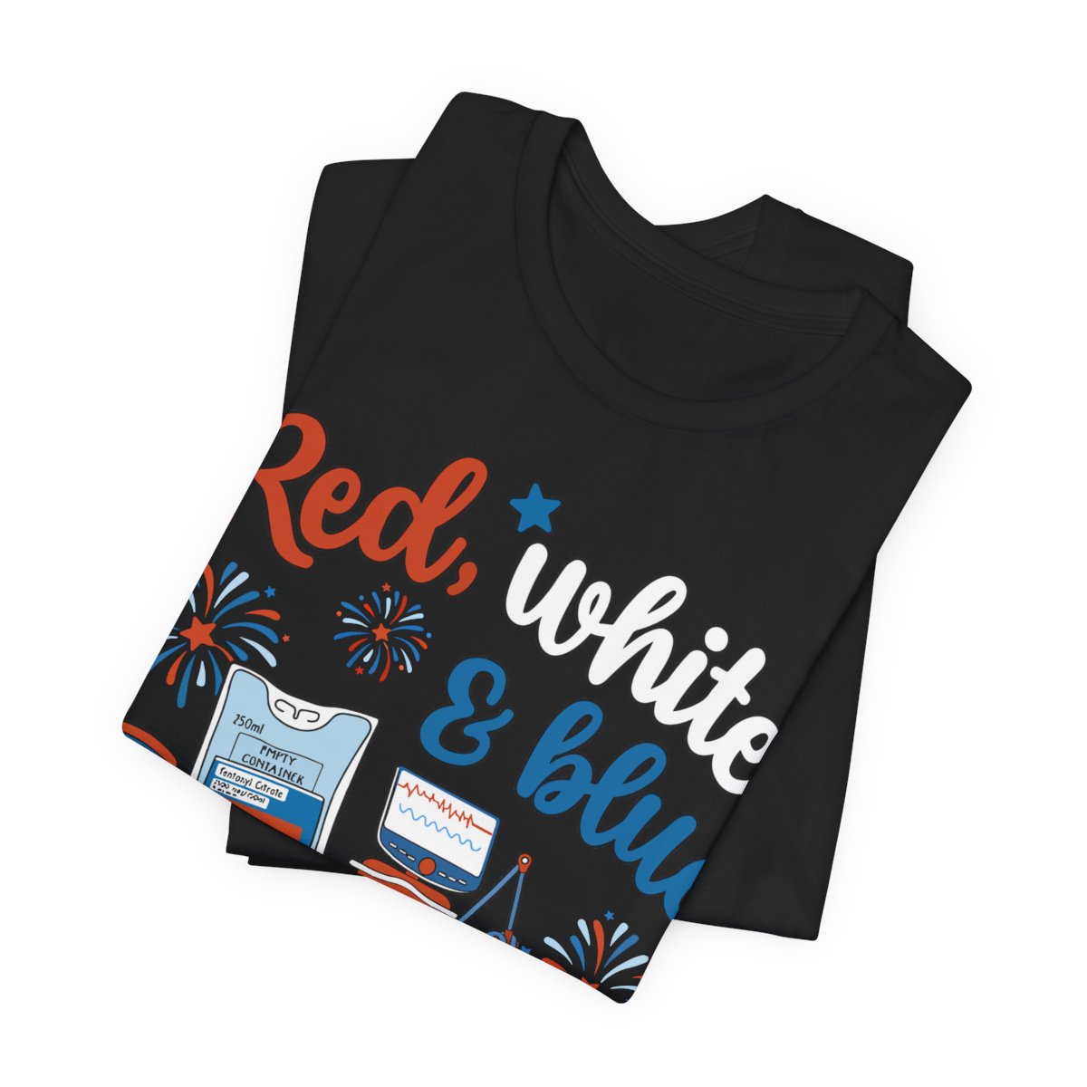 Red White and Blue ICU Crew Tee - Intensive Care Unit Nurse Shirt