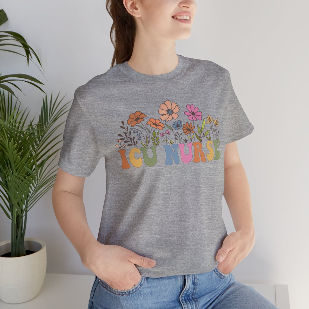 ICU Nurse Groovy Flowers Tee