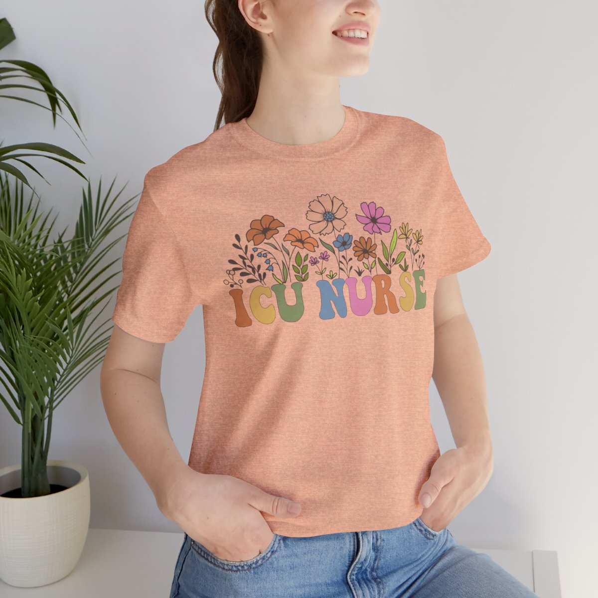 ICU Nurse Groovy Flowers Tee