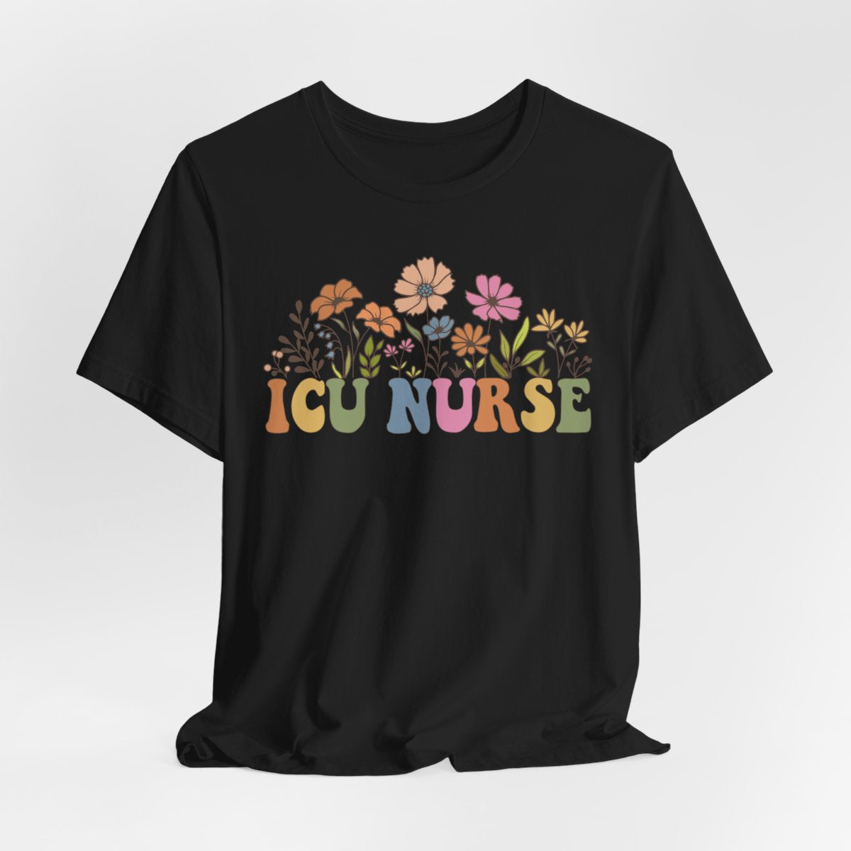 ICU Nurse Groovy Flowers Tee