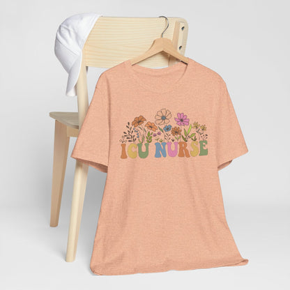 ICU Nurse Groovy Flowers Tee