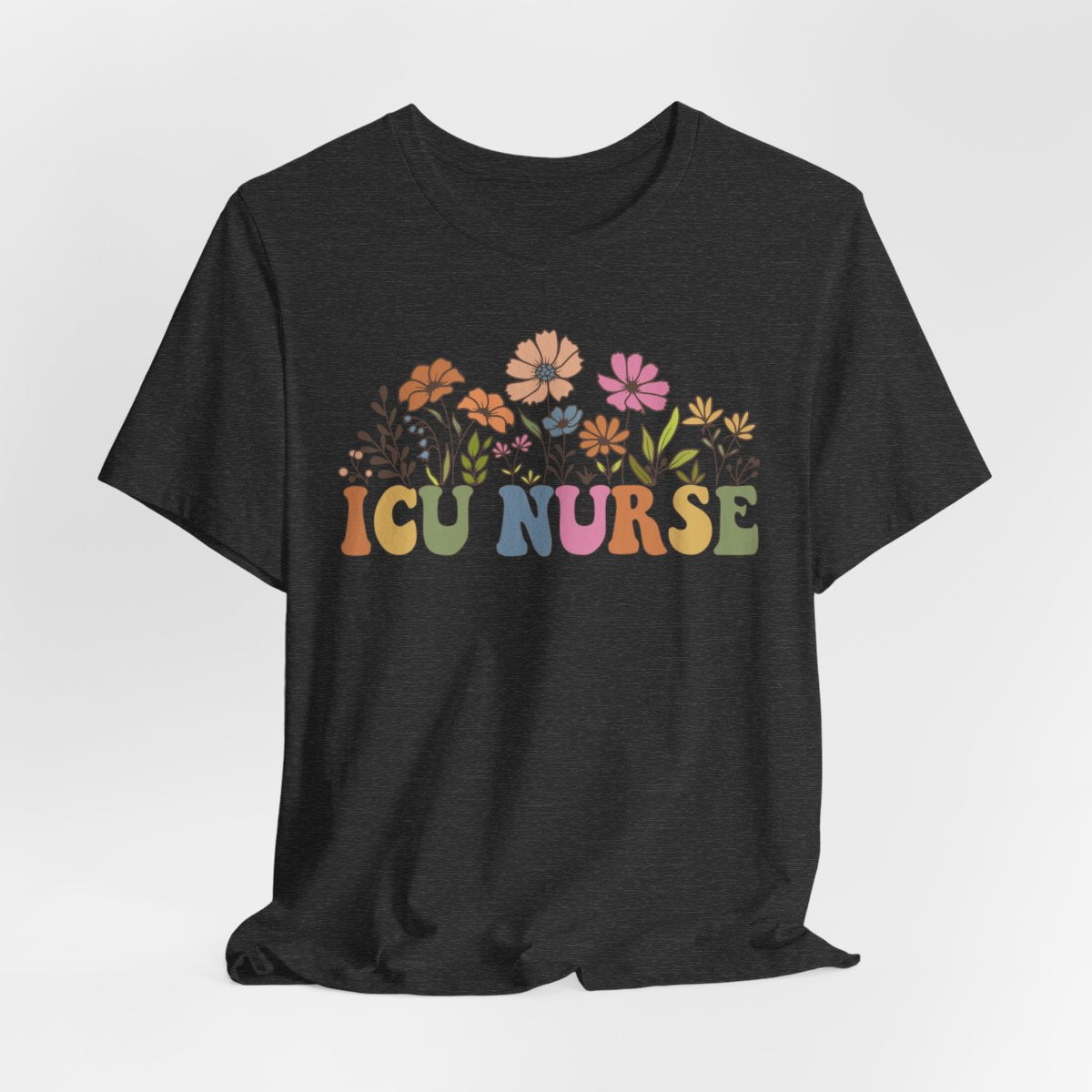 ICU Nurse Groovy Flowers Tee