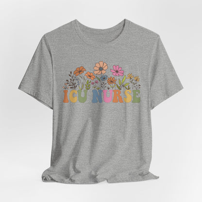 ICU Nurse Groovy Flowers Tee