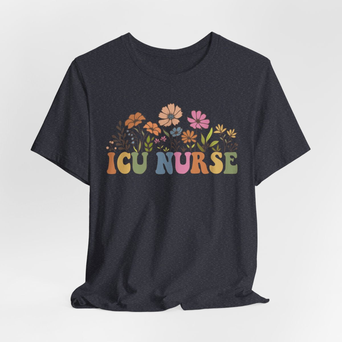 ICU Nurse Groovy Flowers Tee