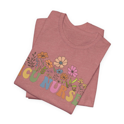 ICU Nurse Groovy Flowers Tee